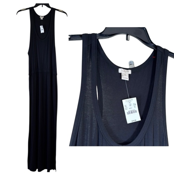 J. Crew‎ Dress Black Sleeveless Racerback Maxi in Size XL  NWT - Picture 1 of 11